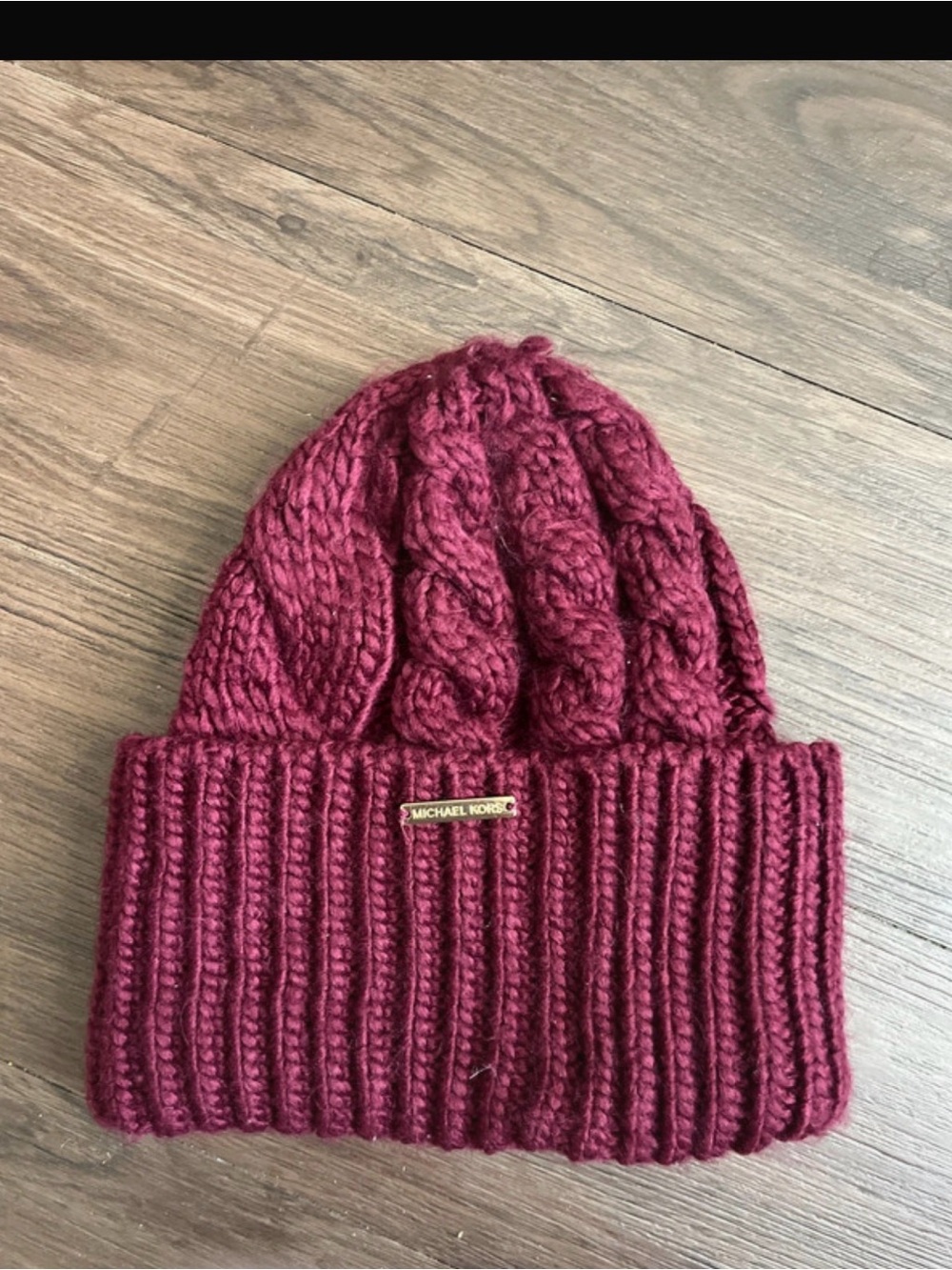 MICHAEL Michael Kors Cable Knit Beanie - Wine
